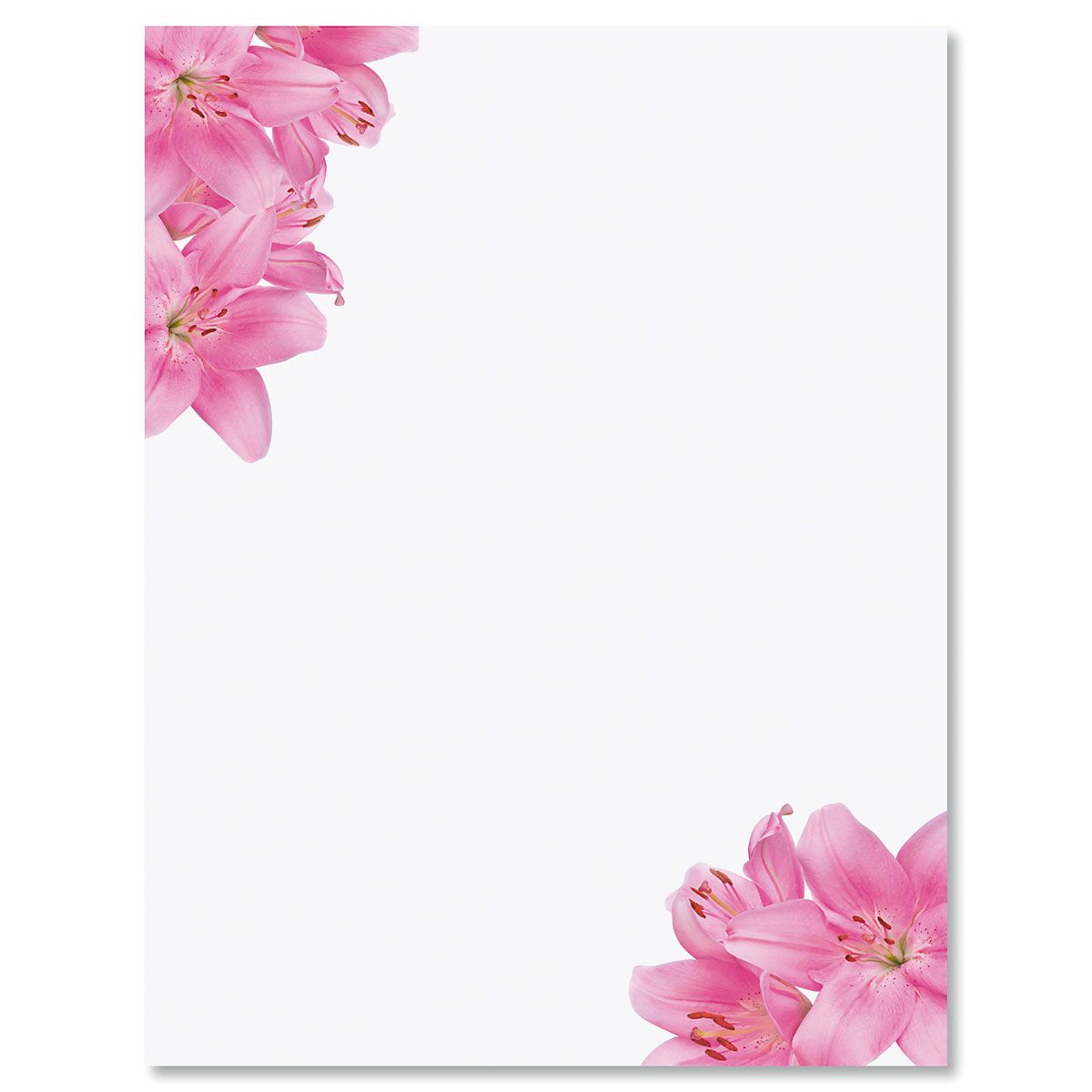 Pink Lillies Floral Letter Papers - Set of 25 floral stationery papers are  8 1/2 x 11, compatible computer paper, Easter, Wedding & Bridal Shower
